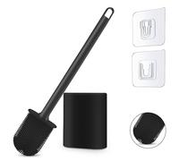 Samaly Silicone Toilet Brush, Bathroom Deep Cleaning Bowl Buddy Toilet Brush with Soft Flexible Bristles and No-Slip Plastic Handle, Toilet Brushes with holders and Base for Anti-drip