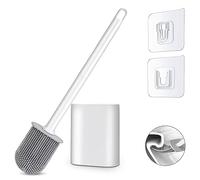 Samaly Silicone Toilet Brush, Bathroom Deep Cleaning Bowl Buddy Toilet Brush with Soft Flexible Bristles and No-Slip Plastic Handle, Toilet Brushes with holders and Base for Anti-drip