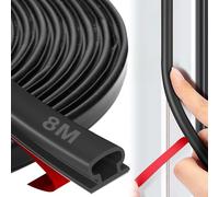 Samamoca 8M Black D-Shape Rubber Weather Stripping Door Seal Strip,Waterproof Weather Seal Infront of Door,Window Seals,Self-Adhesive Waterproof Soundproof The Protection of Large Gap Frames