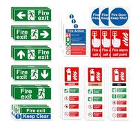 Samamoca Fire Exit Sign Kit 36 pcs - Premium Fire Exit Sign Kit (right, left, up, down arrow),Self-Adhesive Vinyl Safety Signs - Fire Action,Exit Keep Clear,Door Keep Shut,Extinguisher Stickers
