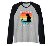 Samantha Cat Sanctuary Group Family Reunion Name Raglan Baseball Tee