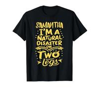 Samantha Disaster On Two Legs Funny Samantha Name Value Graphic T-Shirt, Men, Black, L