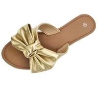 SAMANTHA Sandals Slip On Slide Flat with Twist Knot Bow