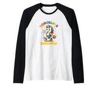 Samantha schoolkid Rainbow Unicorn Design Personalized Raglan Baseball Tee
