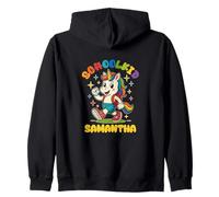 Samantha schoolkid Rainbow Unicorn Design personalized Zip Hoodie