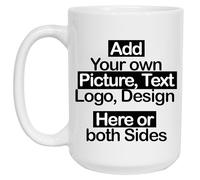SAMAR Personalised Mug - Add Your Text, Picture, Design or Logo on This Ceramic Coffee Mug 15oz. Customised Gift idea for Birthday, Wedding, Anniversary and Special Moments