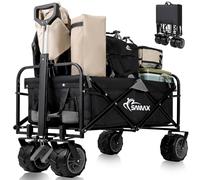 SAMAX Festival Trolley Coaster Wagon Garden Beach 200 kg - Folding Foldable Hand Cart Trolley Offroad - Camping Edition Black/Grey