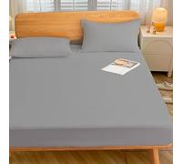 SAMAYISH 100% Egyptian Cotton Double Fitted Sheet 400 Thread Count Bed Sheets 35cm Deep Fitted Sheets For Double Bed with 360° Round Elastic Fitted Sheets