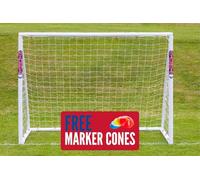 Samba 8x6ft Football Goal - All Weather uPVC Football Training Goal Posts - Portable Net Locking System Garden & 5 Marker Cones