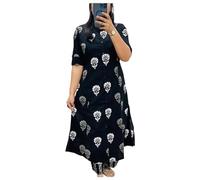 Sambhav Quilt Hub Women Cotton Hand Block Printed Office Wear A line Kurta with Pant, Black, Large