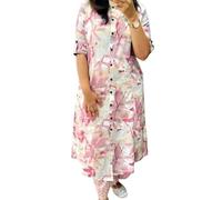Sambhav Quilt Hub Women Cotton Hand Block Printed Office Wear A line Kurta with Pant, Pink1, XXL