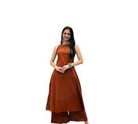 Sambhav Quilt Hub Women Cotton Mirror Work Stragiht A line Kurta Pant With Dupatta set, Orange, Medium