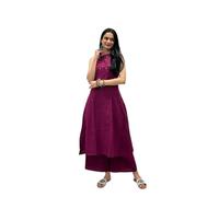 Sambhav Quilt Hub Women Cotton Mirror Work Stragiht A line Kurta Pant With Dupatta set, Pink, Medium