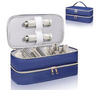 Sambois Travel Carrying Case for Shark Flex Style, Double Layer Storage Case for Shark SpeedStyle Hair Dryer Attachments, Waterproof PU Leather Organizer Bag for Shark Flexstyle Airwrap Styler (Blue)