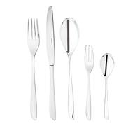 Sambonet Leaf 52163-G6 18/10 Stainless Steel Crockery Set for 6 Peoples, 30 Pieces: 6 Forks, 6 Spoons, 6 Knives, 6 Teaspoons, 6 Dessert Forks, Dishwasher Safe, Grey