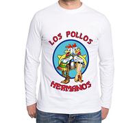 Sambosa Los Pollos Men's Long Sleeve Hermanos Bad Heisenberg Breaking, Farbe2:Weiß;Größe2:X-Large