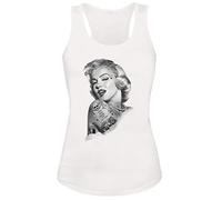 Sambosa Marilyn Women's Tank Top Monroe Hollywood Tattoo, Farbe2:Weiß;Größe2:Medium