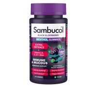 Sambucol Extra Defence Menthol Gummies | Vitamin A | Vitamin C | Vitamin D | Zinc | Immune Support | 30 Gummies