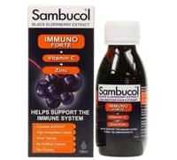 Sambucol Natural Black Elderberry Immuno Forte, Vitamin C, Zinc, Immune Support Supplement Liquid, Syrup, 120 ml (Pack of 1)
