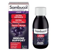 Sambucol Natural Black Elderberry Extra Defence Liquid | Vitamin C, B6 & D | Zinc | Folic Acid & Minerals |Advanced Immune Support Supplement | 120ml