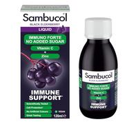 Sambucol Natural Black Elderberry Immuno Forte No Added Sugar Free Liquid | Vitamin C | Zinc | Immune Support Supplement | 120ml