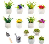 SAMCAMI Dollhouse Accessories Miniature Plants, Mini Fake Potted Plants for 1 12 Scale Dollhouse, Miniature Fairy Garden Accessories, 14 Pieces (No.1)