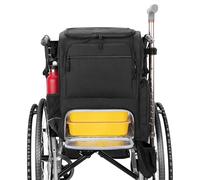 SAMDEW Wheelchair Backpack, Wheelchair Bag to Hang on Back, with Thermal Insulation Pockets for Medicine & Lunch Box, Functional Wheelchair Accessories with Crutches Pockets, Bag Only, Patented Design