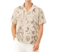 SAMDIPLUS Men's Hawaiian Shirts, Viking Valor Patterned Button Down Casual Shirts, Summer Beach Theme Party Novelty Short Sleeve Shirts