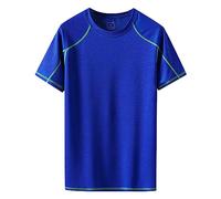 Same Day Delivery Fashion Men's Tshirts Ice Silk Loose Quick Drying Top Silky Smooth Round Neck Solid Color T Shirt Men Short Sleeve Mens Fashion Clothes Men Mens Plus Size Tops Dark Blue