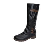 Same Day Delivery Gifts,Black Boots Women Size 6,Women's and Handsome Pu Chunky Toe Comfortable Non Abrasive Boots Tall Boots for Women Knee,Items Under 50p,10p Items