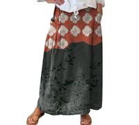 Same Day Delivery Items Skirts for Women UK Women's Retro Floral Art Linen Elastic Waistband Pocket Skirt Long Boho Skirt Elastic Waist Skirts for Party Women Smart UK Black
