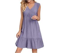 Same Day Delivery Items Summer Dress for Women UK 2025 Fashion Boho Sleeveless V Neck Mini Dresses Casual Flowy Ruffle A-Line Swing Sundress Plus Size Dressy for Women Vacation Outfits Ladies