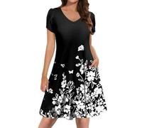 Same Day Delivery Petite Summer Dresses Womens Summer A Line Dress with Pockets Short Sleeve Dresses Flowy Beach Swing Dress 2025 Vacation Dressy for Womens UK Party Wear Plus Size Dressy for Women