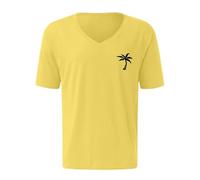 Same Day Delivery Summer Tops for Men UK Men's Summer Beach Coconut Print V Neck Short Sleeved T Shirt Smart Casual Dress T Shirts for Men UK Fashion Clothes Big and Tall Mens Tops Yellow