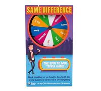 Same Difference Game. The Ultimate Game of Quick Thinking and Strategic Guessing. Includes Wheel Spinner & 100 Game Questions. 2+ Players. Ages 8+. Family Trivia Game.