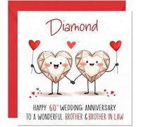 Same Sex Diamond Anniversary Card for Brother & Brother in law - Gay 60th Wedding Anniversary Cards Lgbtq