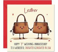 Same Sex Leather Anniversary Card for Daughter & Daughter in law - Gay 3rd Wedding Anniversary Cards Lgbtq
