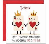 Same Sex Paper Anniversary Card for Dad & Step-Dad - Gay 1st Wedding Anniversary Cards Lgbtq