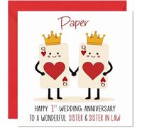 Same Sex Paper Anniversary Card for Sister & Sister in law - Gay 1st Wedding Anniversary Cards Lgbtq