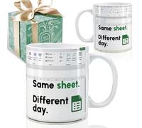 Same Sheet Different Day Mug 11oz, Funny Excel Mugs, Accountant Gifts, Spreadsheet Mug, Funny Accountant Coffee Mugs Gift for Boss CPA Coworker Finance Banker - Christmas Birthday Graduation Gift