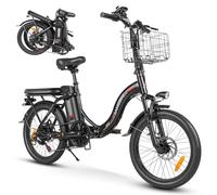 SAMEBIKE 20" Electric Bike for Adult, 13Ah Removable Battery Folding Step Through City eBike 62Miles Range(PAS) &15MPH Top Speed, With Front Suspension, Phone Holder and Front Basket Electric Bicycle
