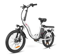 SAMEBIKE 20" Electric Bike for Adult, 468WH Removable Battery Folding Step Through City eBike 43Miles Range(PAS) &15MPH Top Speed, With Front Suspension, Phone Holder and Front Basket Electric Bicycle