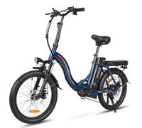 SAMEBIKE CY20 Folding Electric Bike, 20" Portable Commuter E-Bike 36V 13A | Removable Battery, Max 25km/h, Mechanical Disc Brake, Front Suspension, Step-Through City Ebike for Adults Women Men, 2 Seats
