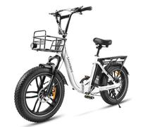 SAMEBIKE E-Bike 20"*4.0"Fat Tire Folding Electric bike with 36V 13Ah Battery, Top 250W Motor & Max Speed 25 KM/H E-bicycle mileage 60-110km (white)