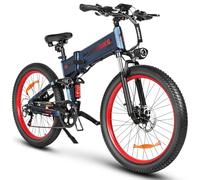 SAMEBIKE Electric Bikes, Folding Electric Mountain Bicycle with Multi-link Dual Suspension, 48v15Ah Removable Battery Ebike, Softtail With 26 * 3.0' Fat Tyres,Max speed 25KM/h,250W Motor,70 Nm Torque