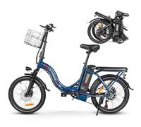 SAMEBIKE Folding 20" Electric Bike with Removable 36V13AH Lithium Battery for Adults, Range 45-100 KM, Folding Commuter E-bike with 7 Speed Shifter Electric Bicycle Quick Delivery (Deep Blue)