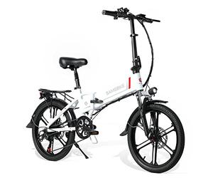 SAMEBIKE Folding 20" Electric City Bike with Removable 48V 10.4AH Lithium Battery for Adults, Folding Bicycle Commuter Ebike with 7 Speed Shifter E-bike Quick Delivery