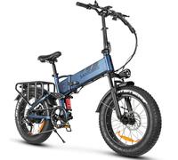 SAMEBIKE Folding electric bicycle for Adults, Fat Tires 20"×4.0" mountain E-bike with 48V 15AH Removable Battery, 7-Speed Gear, PAS Max Range 100 KM, Off-road Bike with Dual Suspension