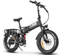 SAMEBIKE Folding electric bicycle for Adults, Fat Tires 20"×4.0" mountain E-bike with 48V 15AH Removable Battery, 7-Speed Gear, PAS Max Range 100 KM, Off-road Bike with Dual Suspension