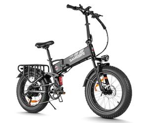 SAMEBIKE Folding electric bicycle for Adults, Fat Tires 20"×4.0" mountain E-bike with 48V 15AH Removable Battery, 7-Speed Gear, 250W Motor&Max Speed 25km/h, Off-road Bike with Dual Suspension